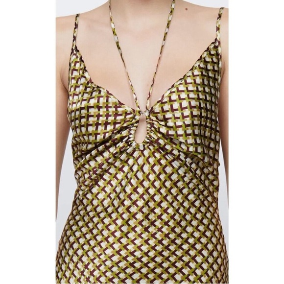 Bec & Bridge Quinn Midi Halter Dress in Silk Siena Geo - Picture 5 of 11